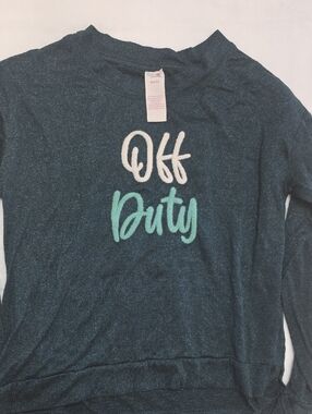 "Off Duty" Teal Graphic Pullover